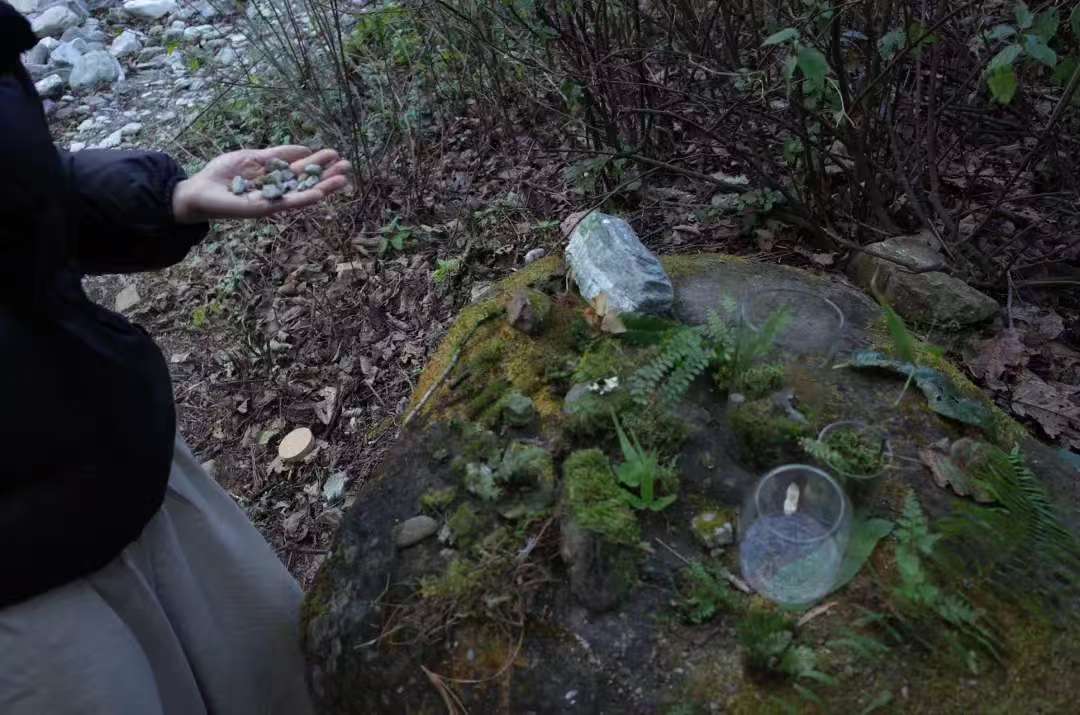 Va dans la forêt et fabrique une bouteille de mousse 