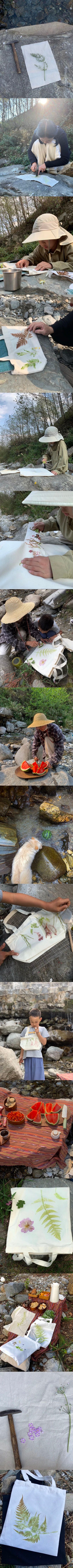 Mini va de excursión a la montaña a recoger frutas | Tintura junto al arroyo