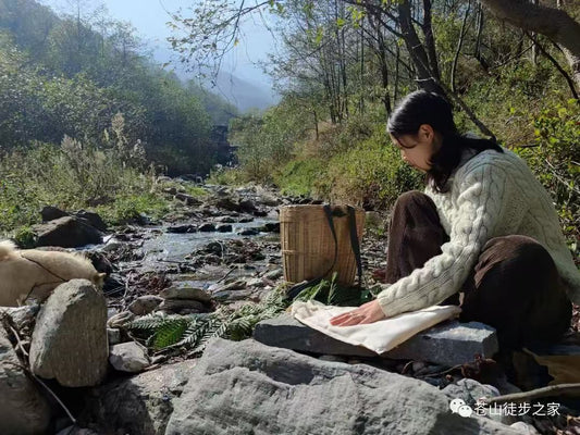 Mini va de excursión a la montaña a recoger frutas | Tintura junto al arroyo