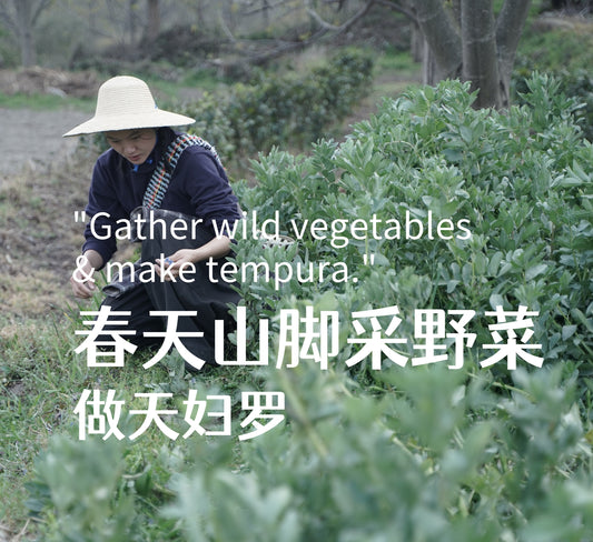 Spazieren Sie am Fuße des Berges, sammeln Sie Wildkräuter und machen Sie Tempura. 